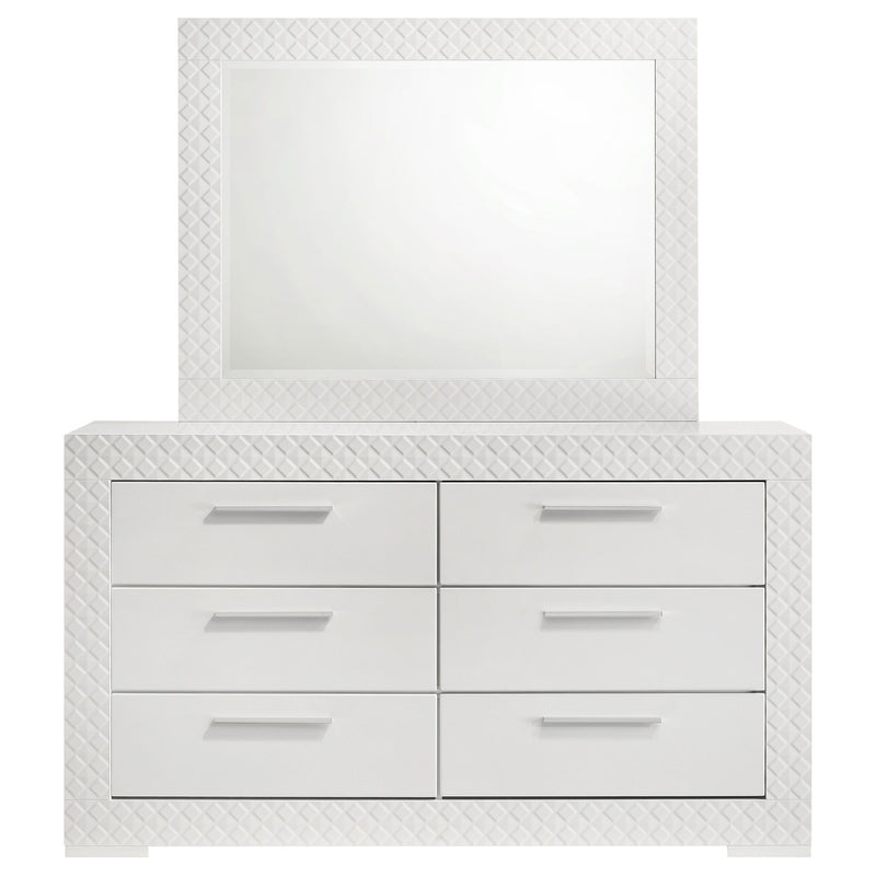 Ives - 6-Drawer Dresser And Mirror - White High Gloss