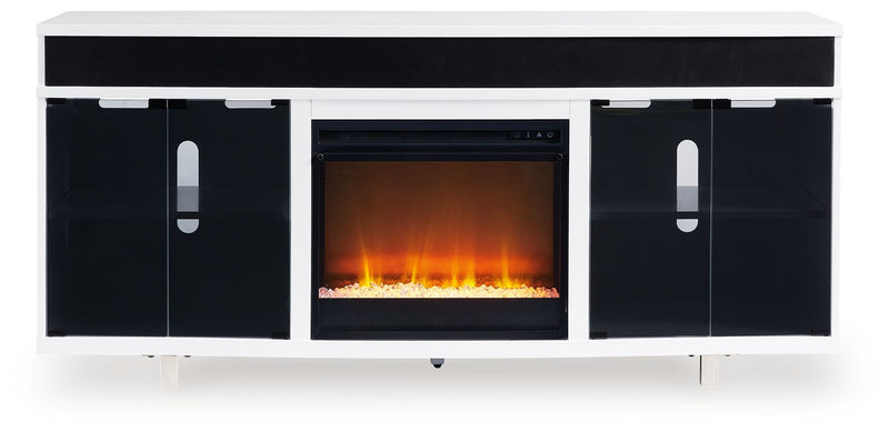 Gardoni - White / Black - 72" TV Stand With Electric Fireplace