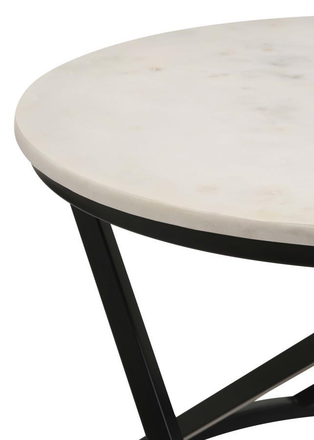 Miguel - Round Marble Top Coffee Table - White And Black