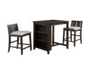 HESTON 36" STORAGE COUNTER TABLE SET W/2 CHAIRS-CHERRY