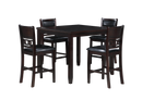 GIA 5PC 42" SQUARE COUNTER TABLE & 4 CHAIRS-EBONY