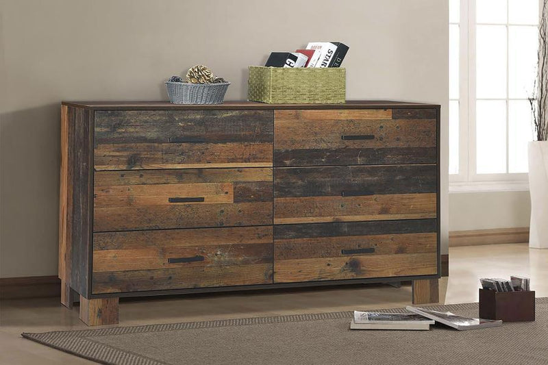 Sidney - 6-Drawer Dresser - Rustic Pine