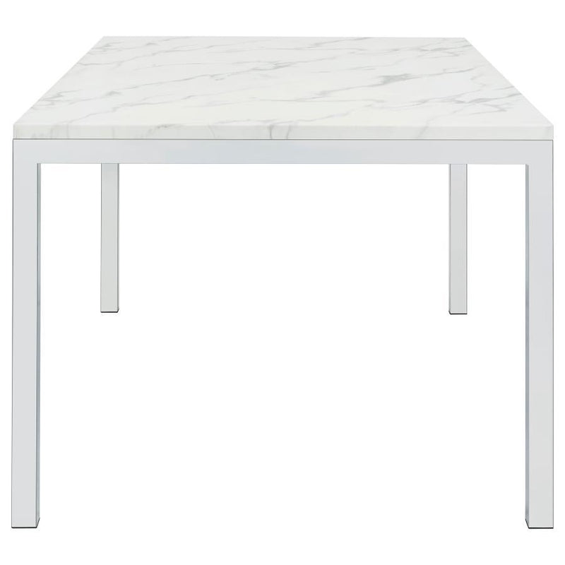 Athena - Rectangular Faux Marble Dining Table - Chrome