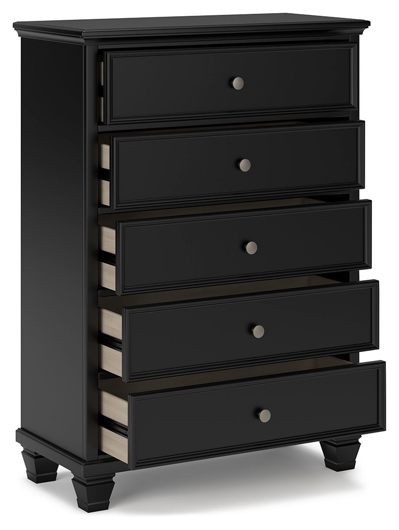 Lanolee - Black - Five Drawer Chest