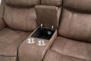 New Classic Furniture Harley Glider Console Loveseat with Dual Recliners in Light Brown